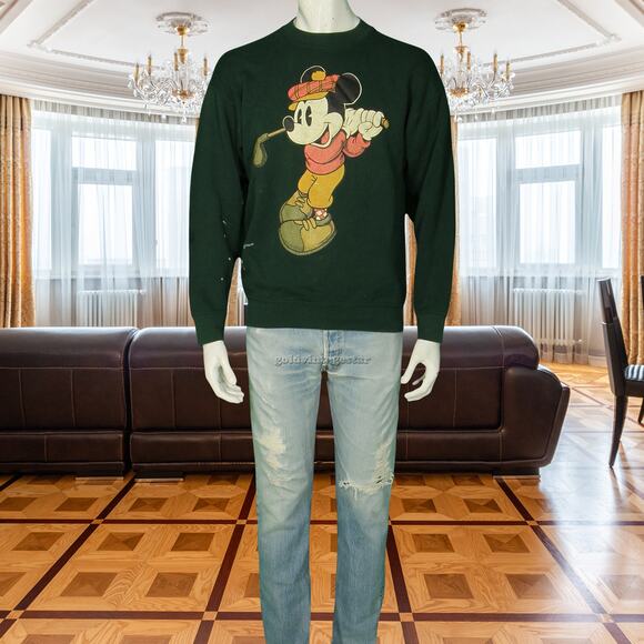 90s Vintage Mickey Mouse Disney Disneyland Golf Green Sweatshirt Jumper M - Picture 5 of 10